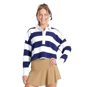 Joylab Loose Fit Long Sleeve Rugby Cropped Tee Size X-Large